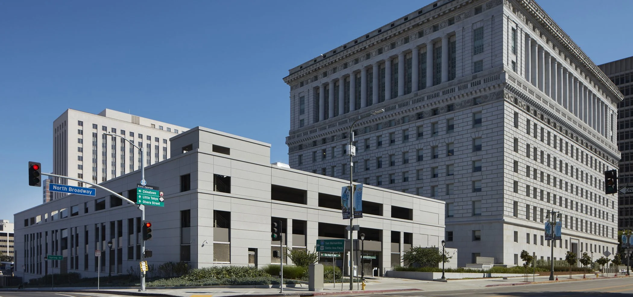 LA Hall of Justice Parking Structure corner view