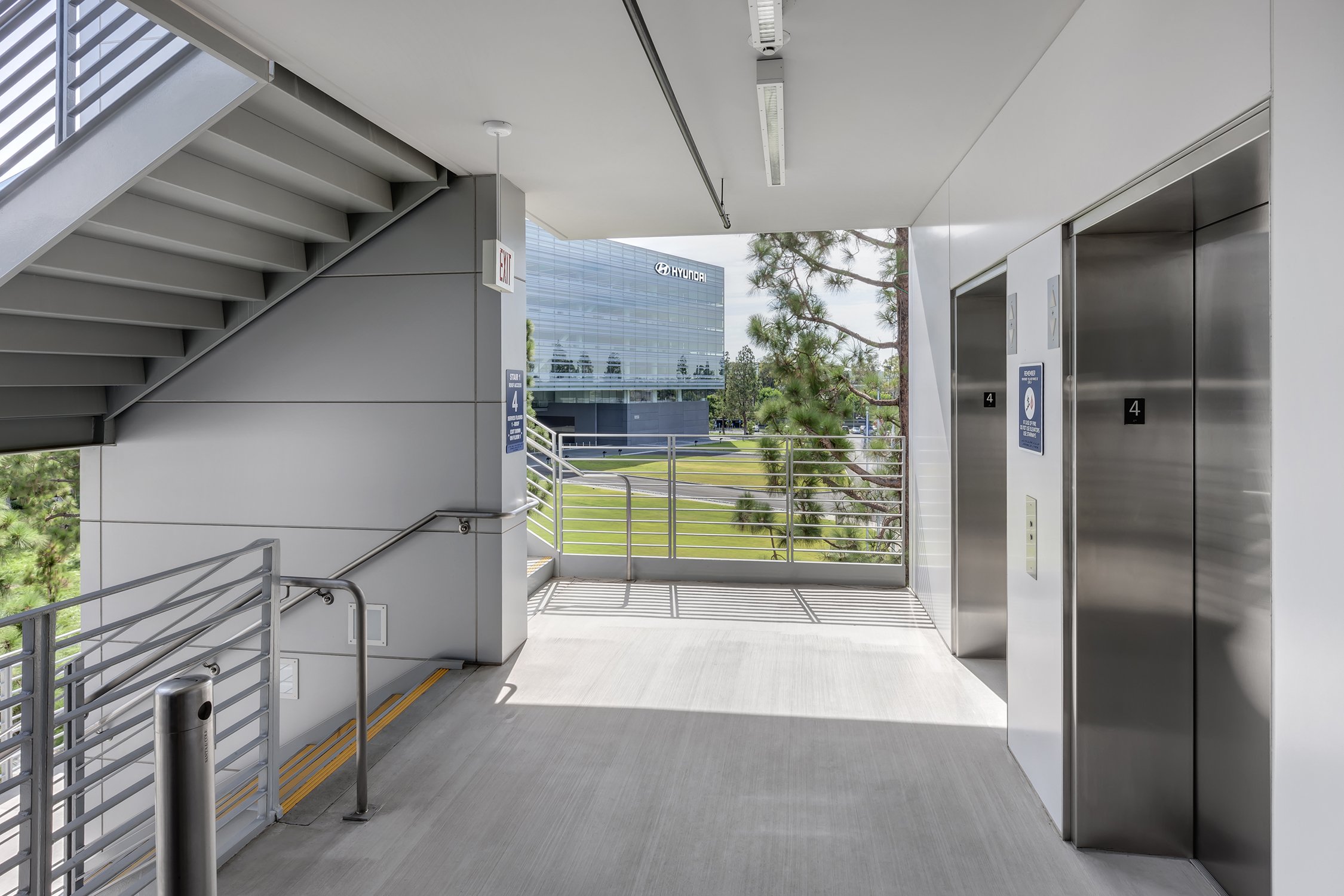 Hyundai Corporate Headquarters Parking Structure, view by elevator core