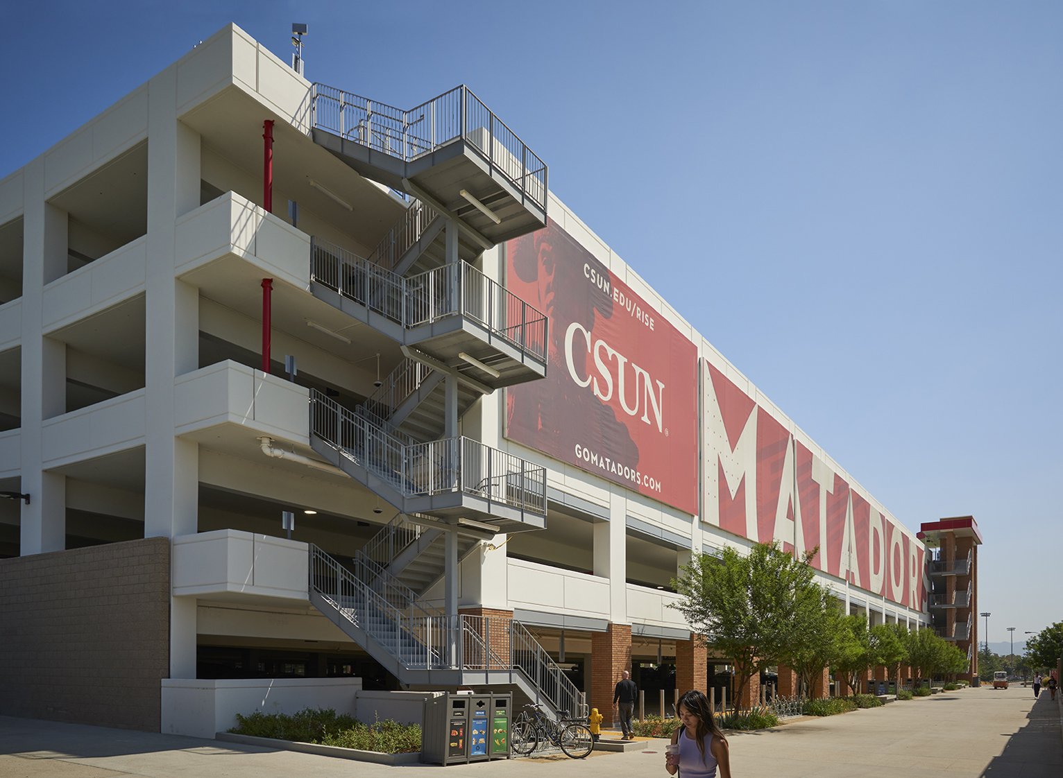 CSU Northridge G6 Parking Structure stair and facade view