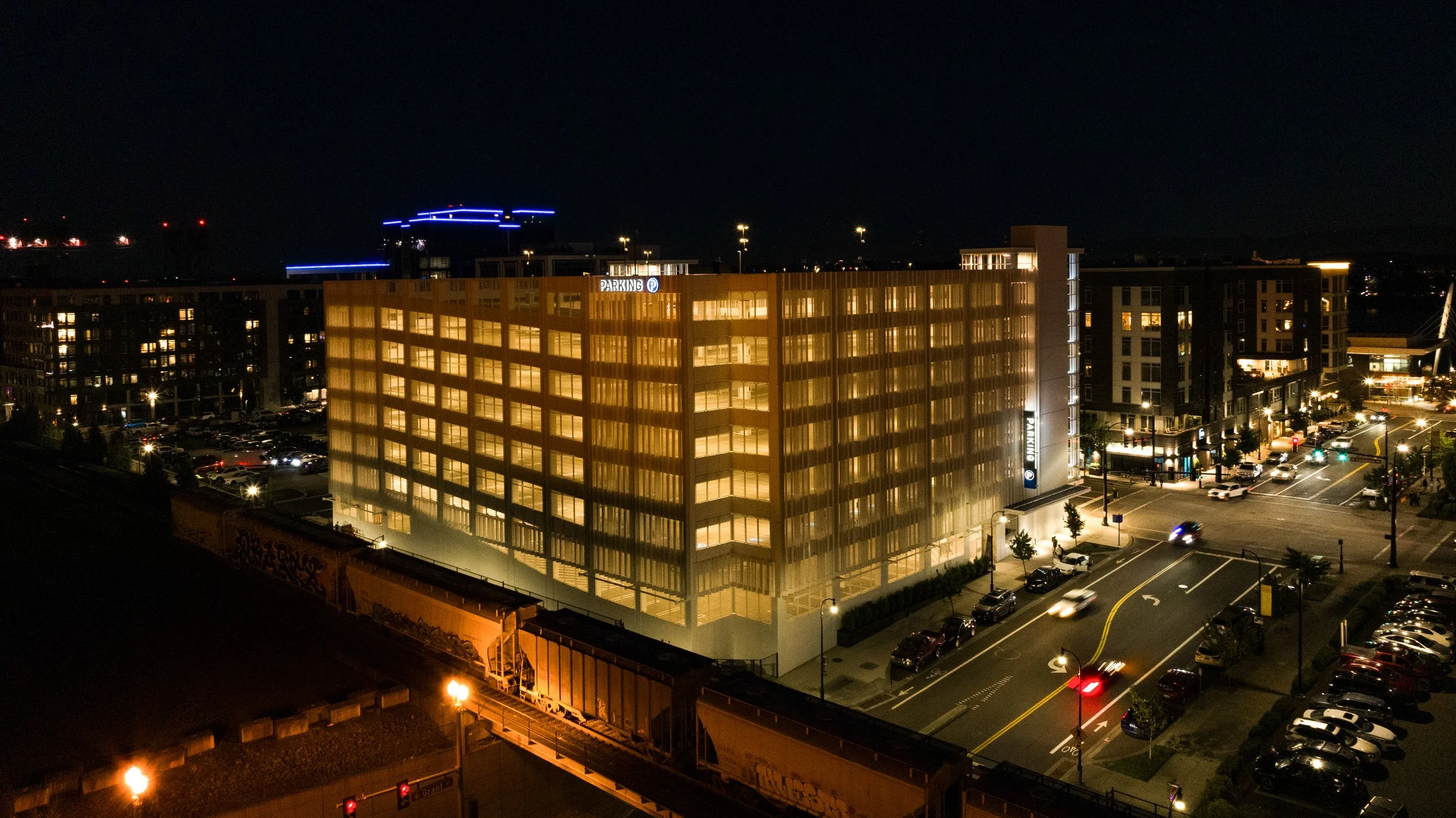 Vancouver Waterfront Parking Garage night