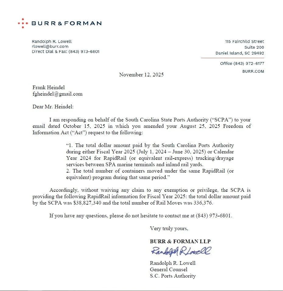 Correspondence confirming RapidRail expenditures of approximately $38.8 million