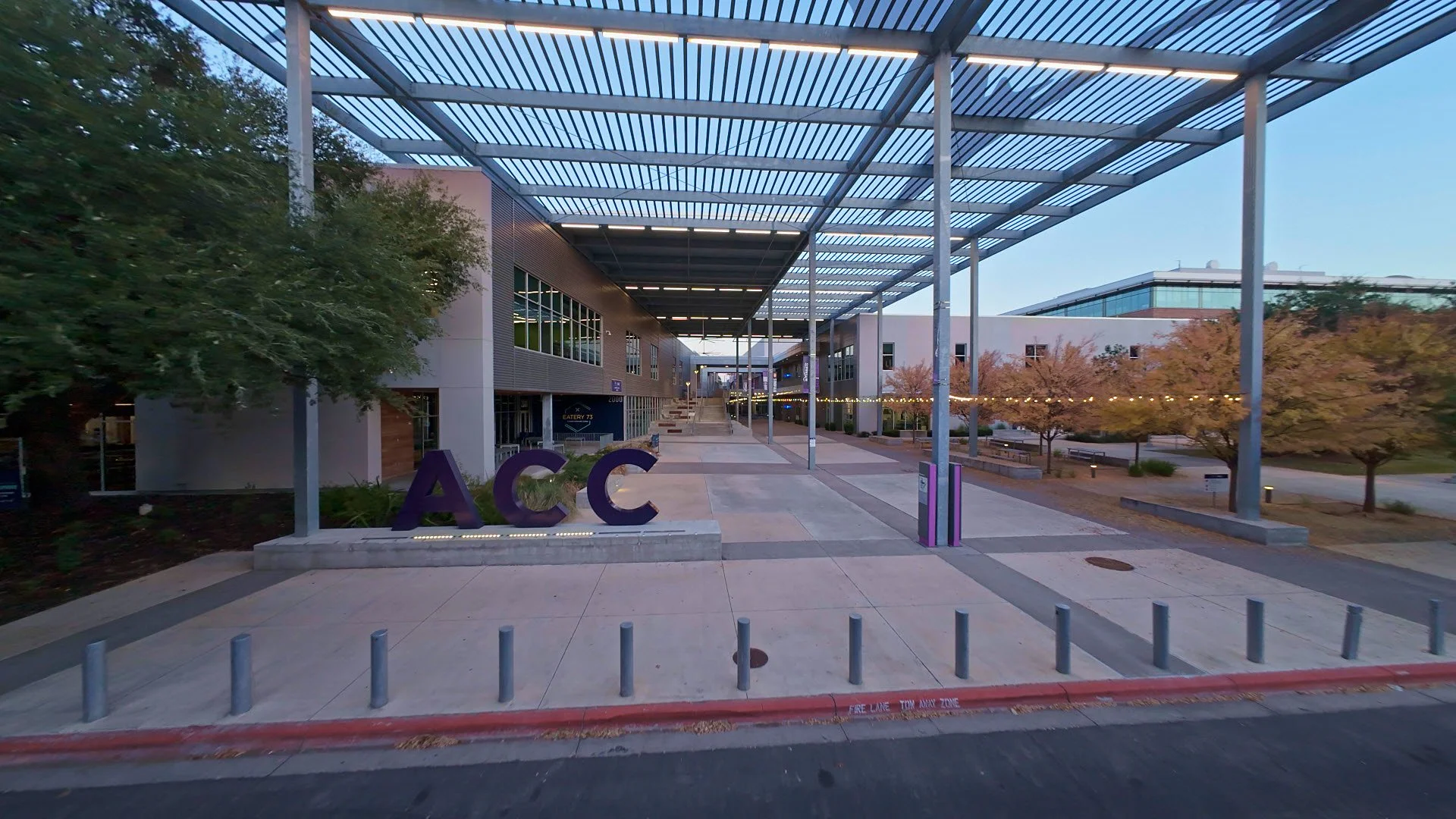 Covered Square at Dusk