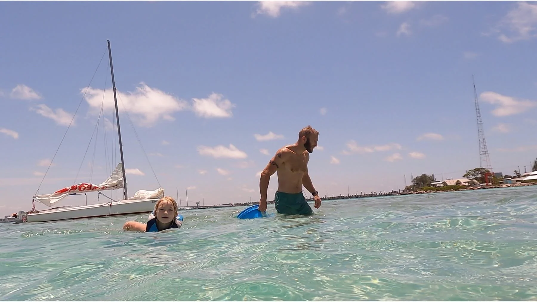 Exploring the New Pass sandbar after a beach landing