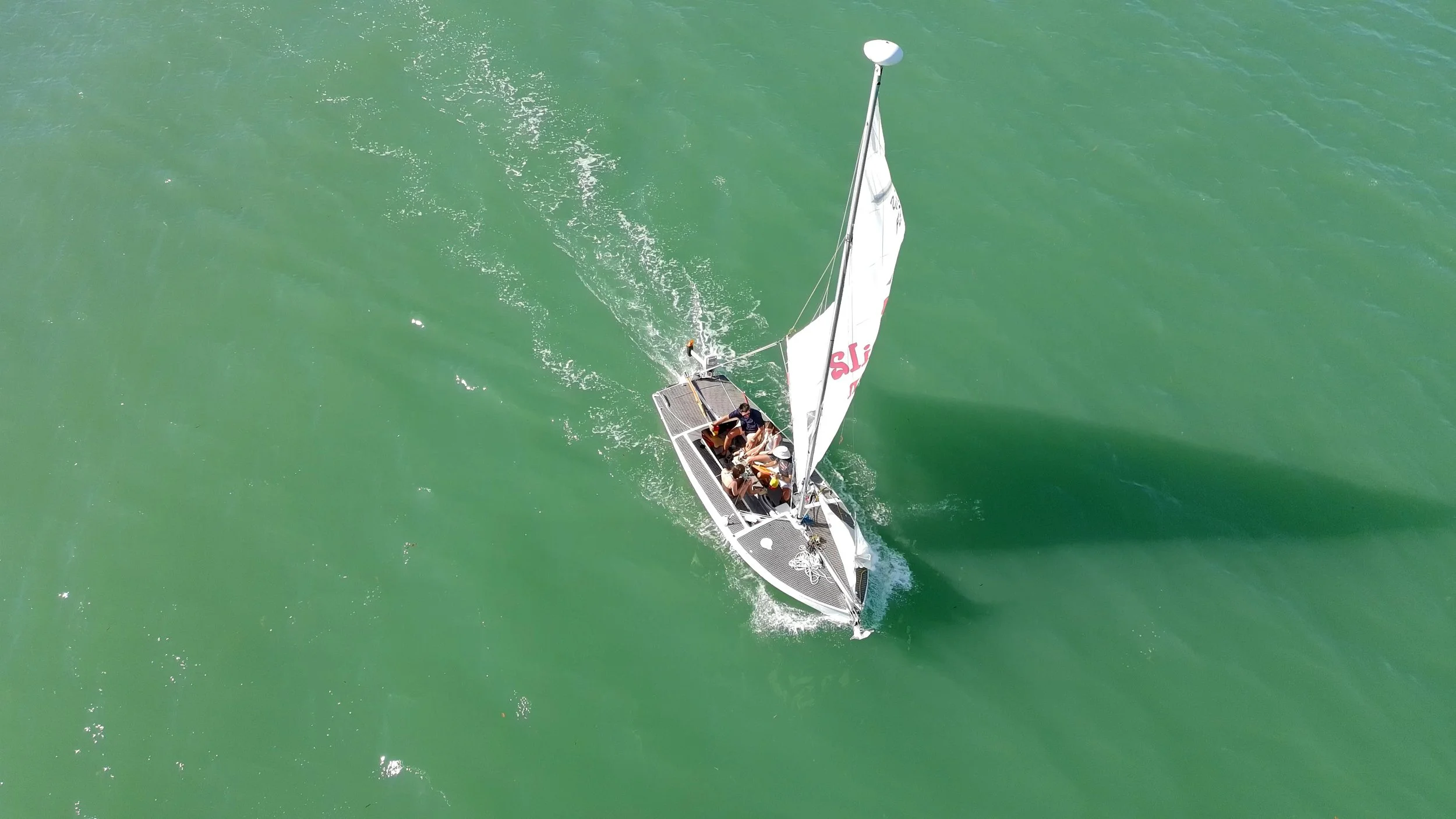 Shot from quadcopter while working MOB recovery