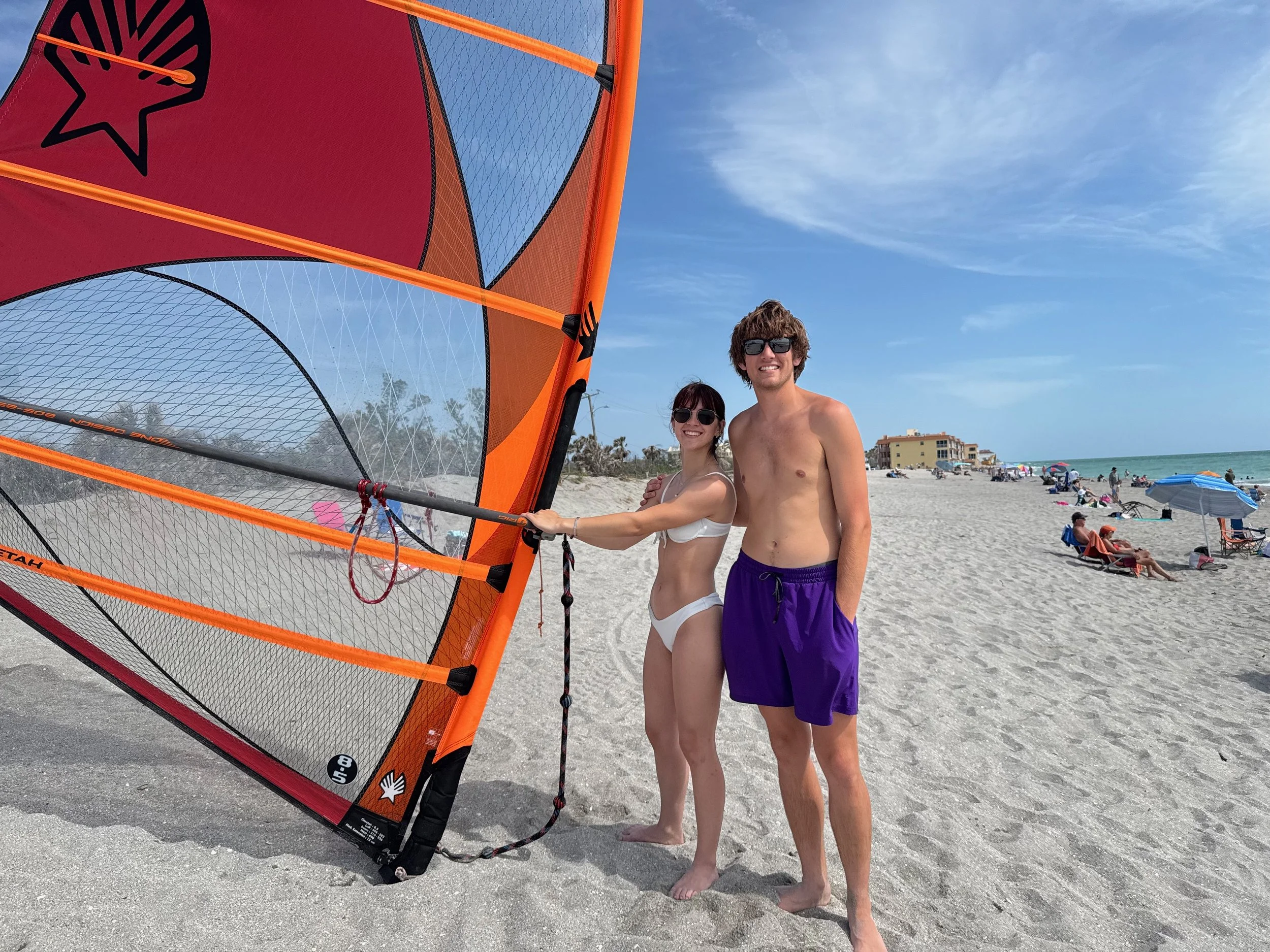 A beach windsurfing lesson at South Lido