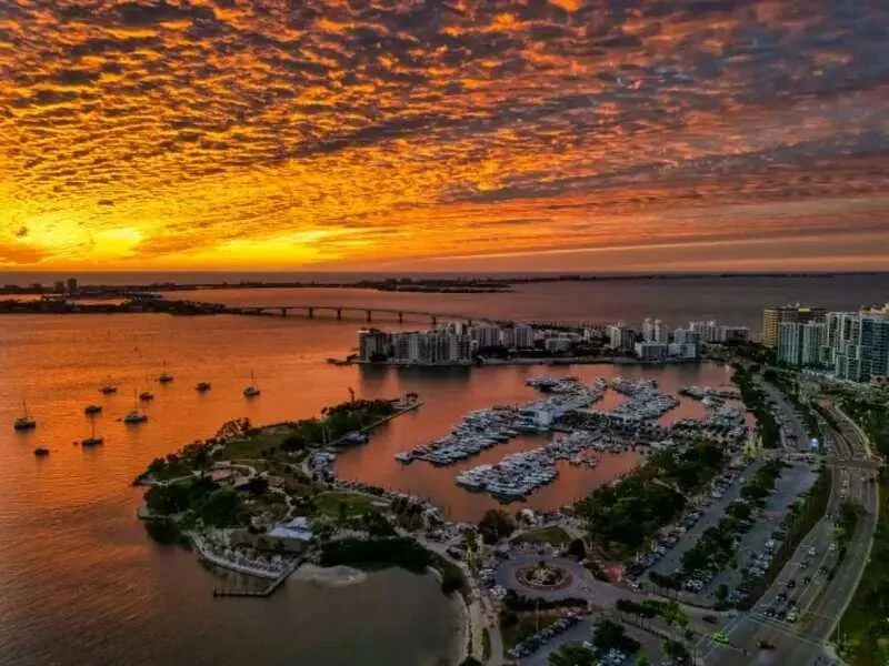 Golden Gate Glory - Looking NW over Bayfront Park and the Ringling Bridge