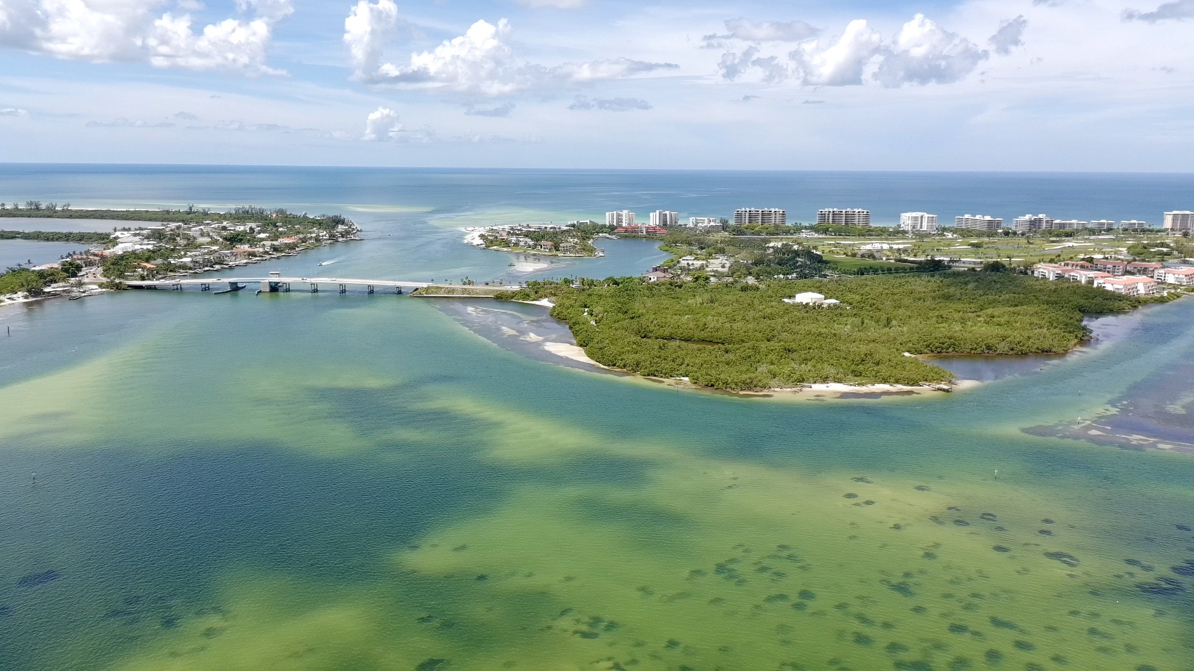 Aerial shot of New Pass and the southern tip of Longboat Key