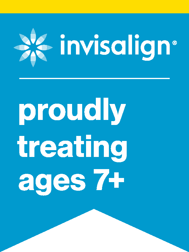 Invisalign logo with text indicating proudly treating ages 7+.