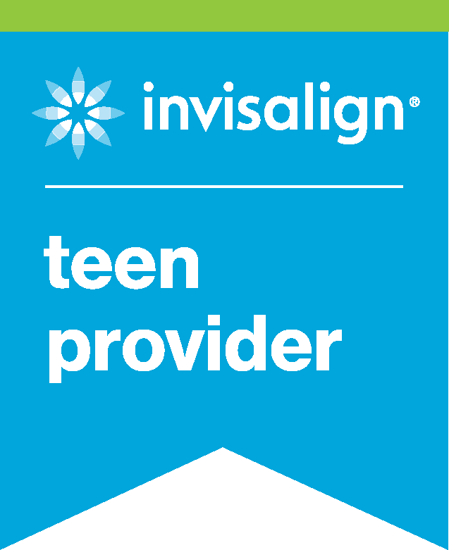 Invisalign Teen provider sign with blue background, logo, and white text.