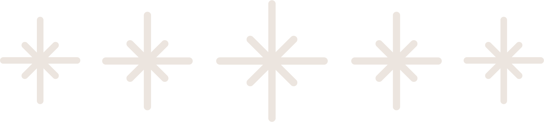 Five beige stars aligned on a line