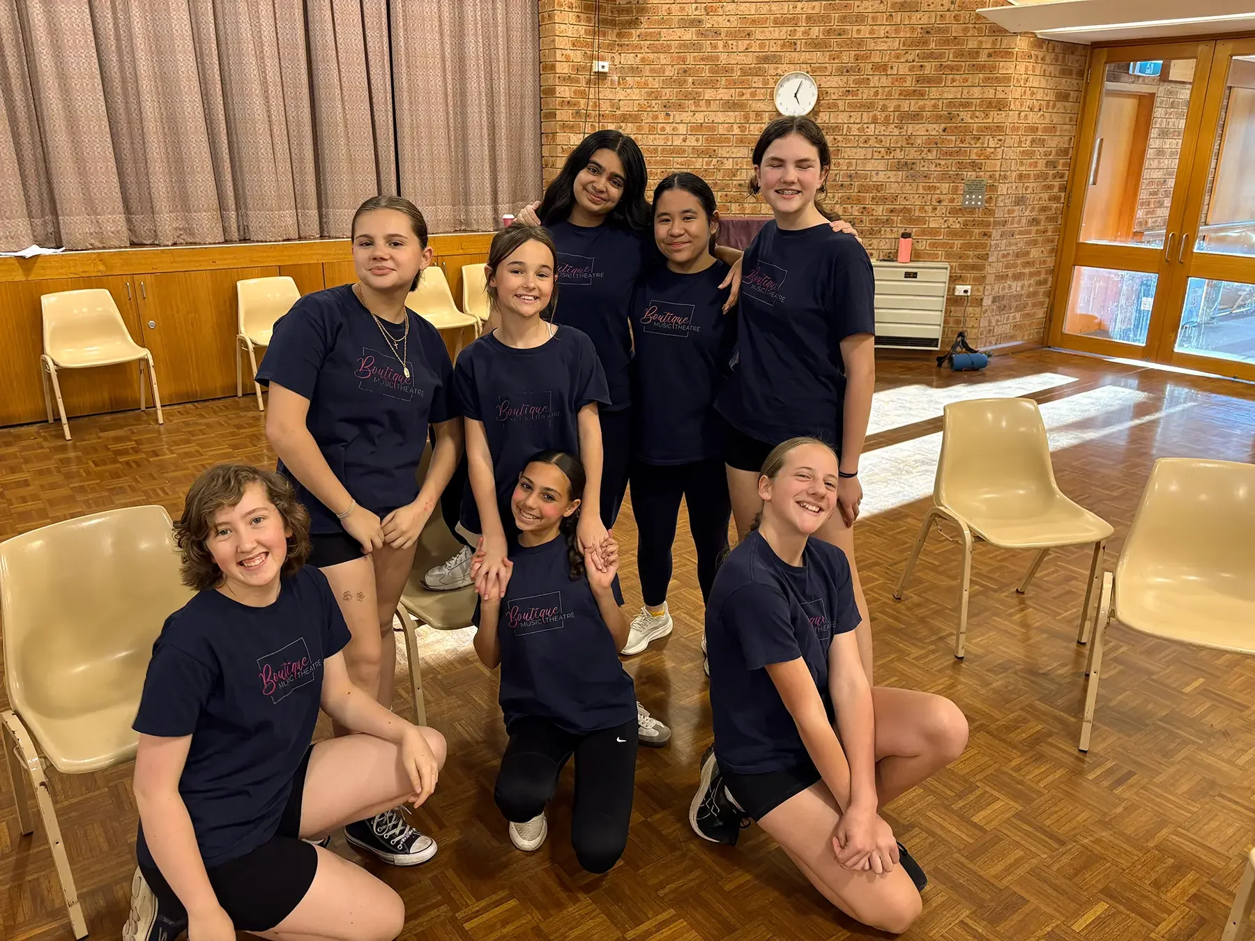 Boutique Music Theatre students enjoying a group musical theatre class in Sydney