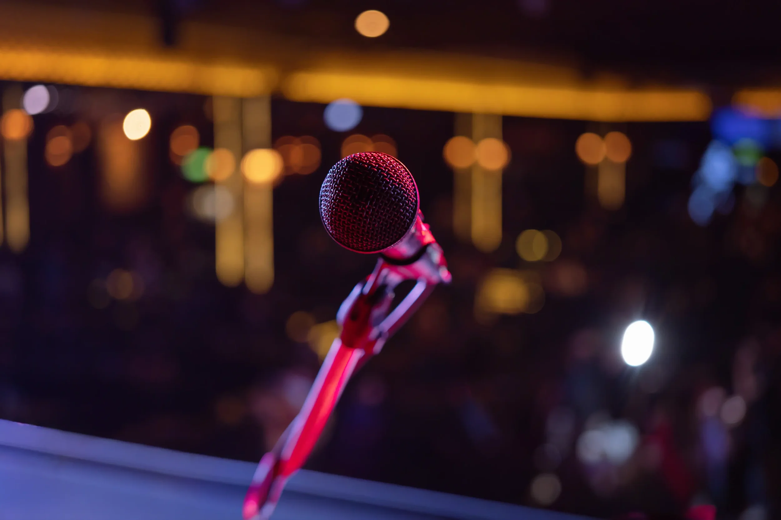 Microphone on stage during a musical theatre performance