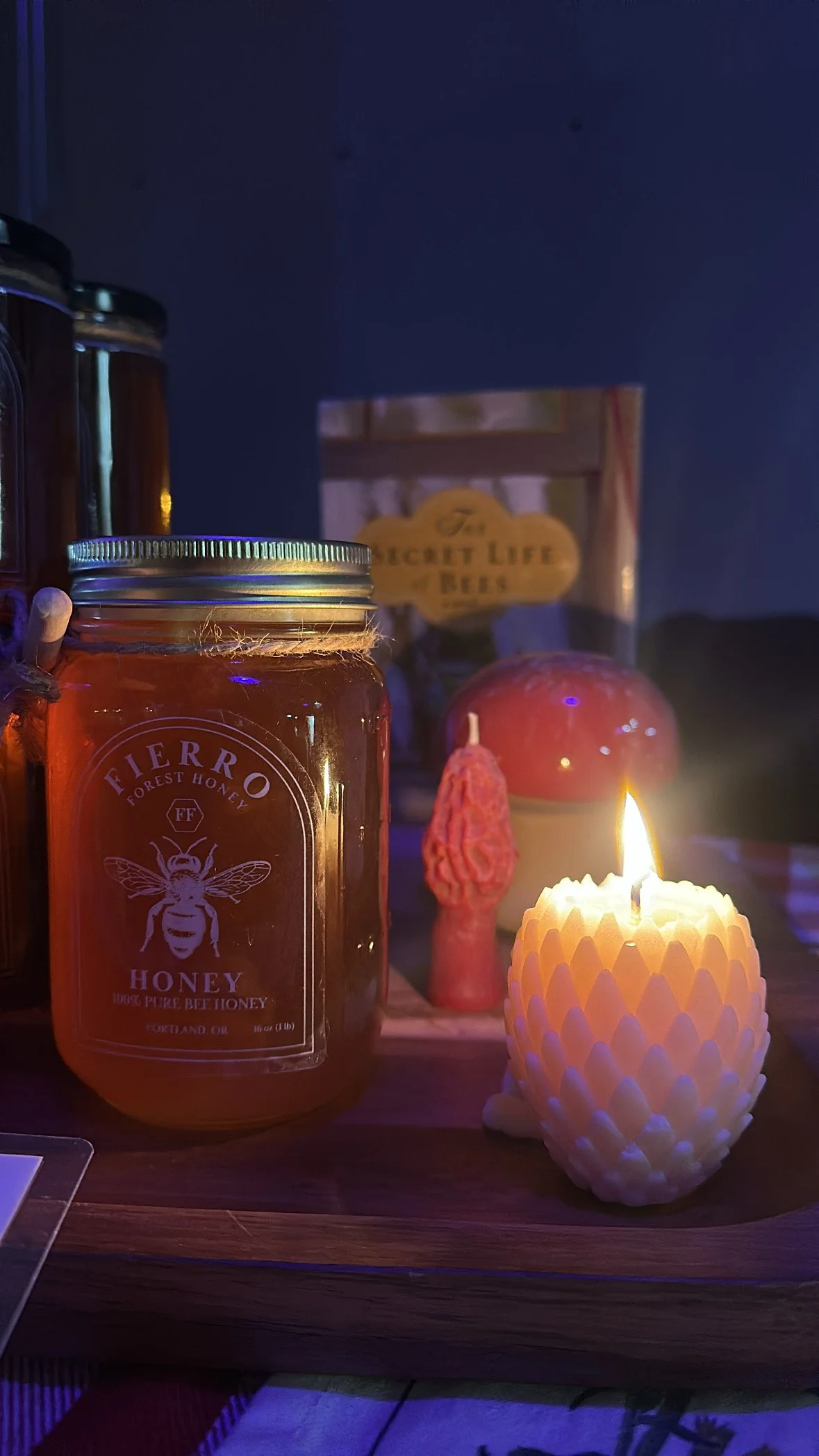 Liminal event single jar close up with candle.JPG
