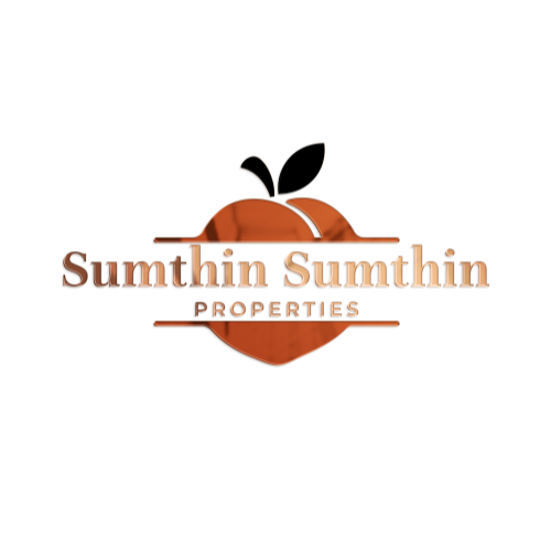 Logo for Sumthin Sumthin Properties featuring an orange fruit with a leaf and a white band, with the company name underneath.