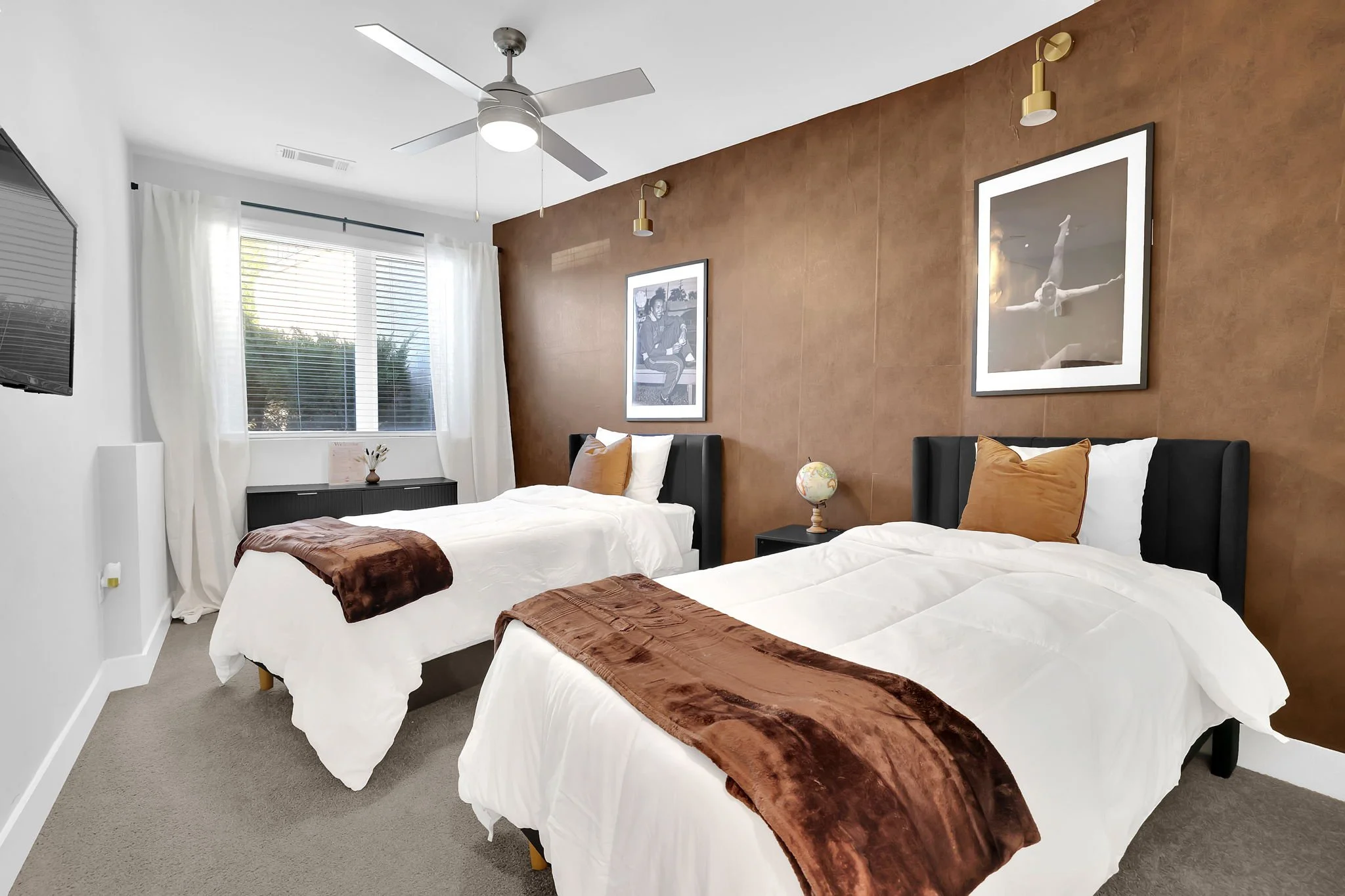 Espresso Brown Velvet Twin Bed Stay.