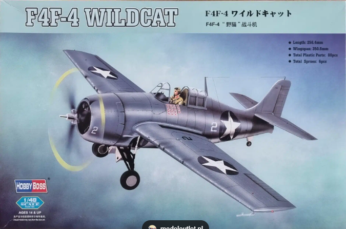 HobbyBoss 80328 F4F-4 Wildcat Fighter Model Kit 1:48 WWII US Navy Aircraft