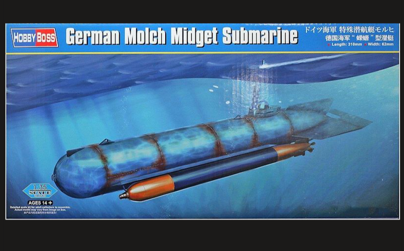 HobbyBoss 80170 German Molch Midget Submarine Model Kit 1:35 WWII w/ PE Parts