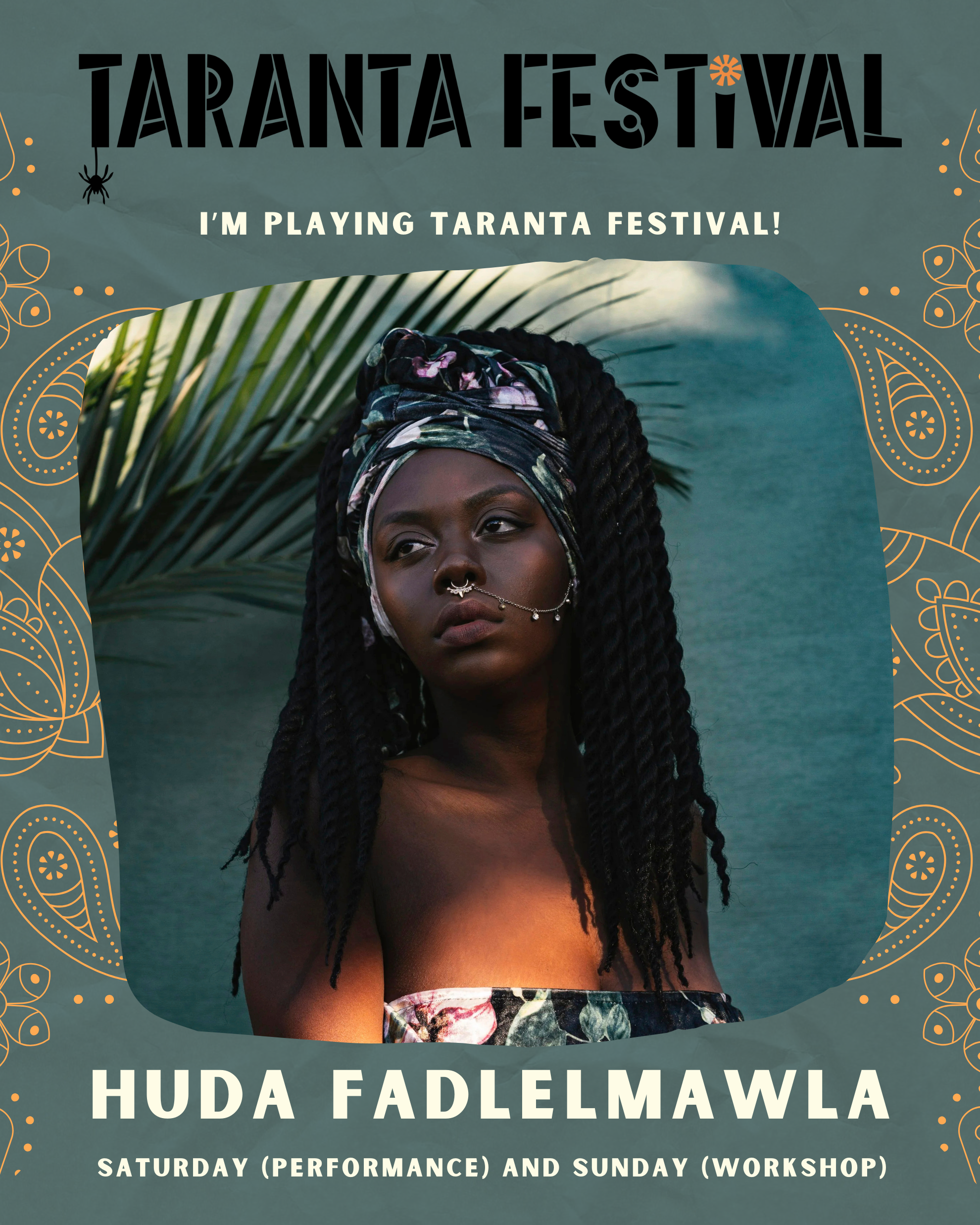 We’re thrilled to welcome Huda Fadlelmawla - Huda the Goddess to Taranta Festival 2025.

A powerful Sudanese slam poet, Huda’s words flow with rhythm, truth, and deep connection to ancestry and identity - offering audiences an unforgettable experienc