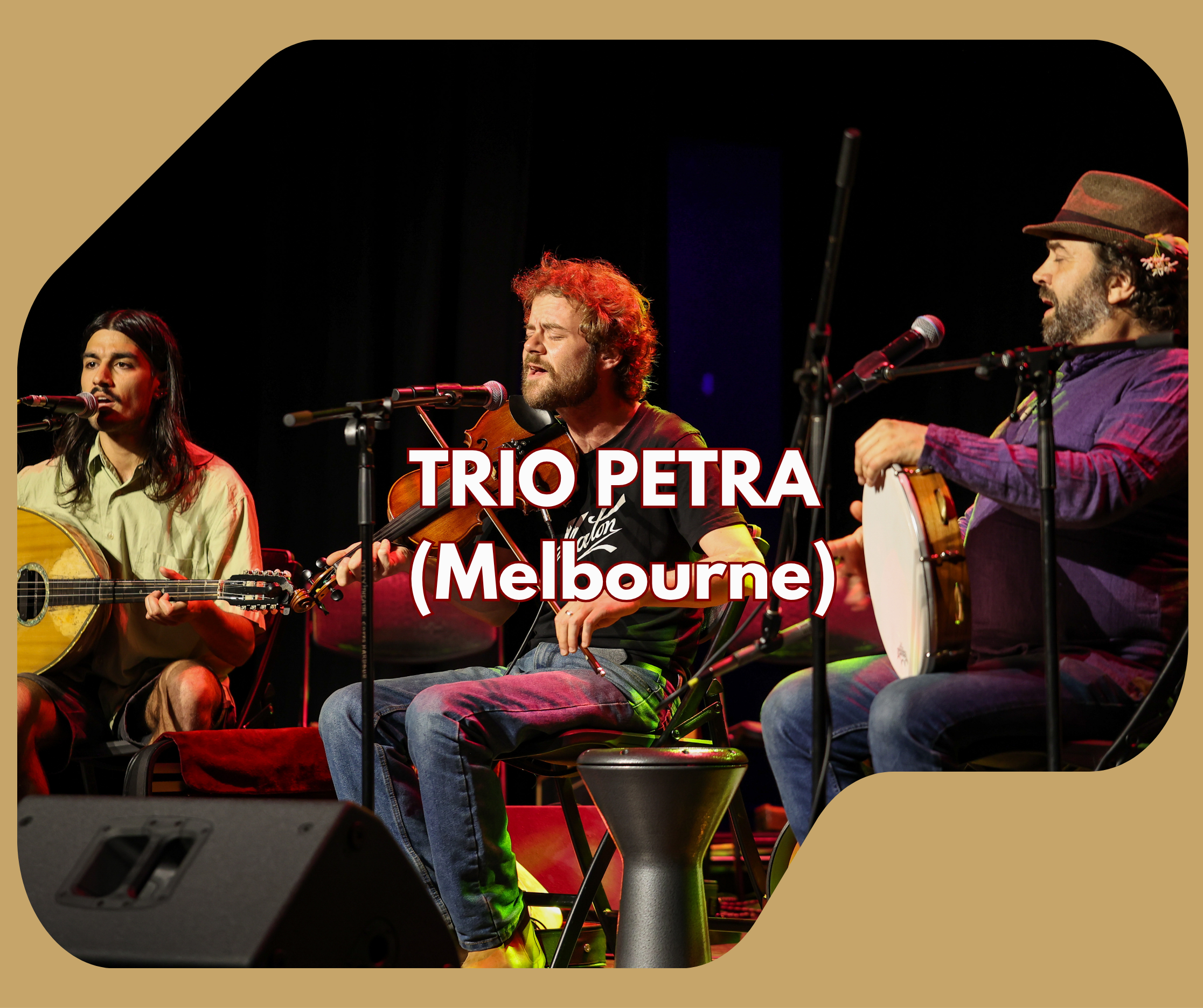 Three masters of the traditional folk music of regional Greece, Turkey, and the Balkans come together to create Trio Petra.
 Paddy Montgomery, Paul Dounias and Byron Triandafyllidis have spent many years studying these genres on their respective inst