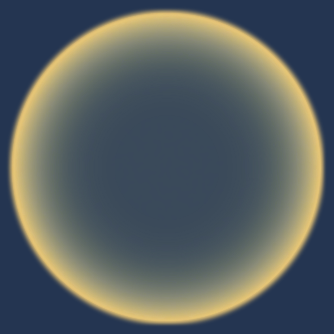 A circular gradient with a dark blue center fading to a yellowish ring, against a dark background.