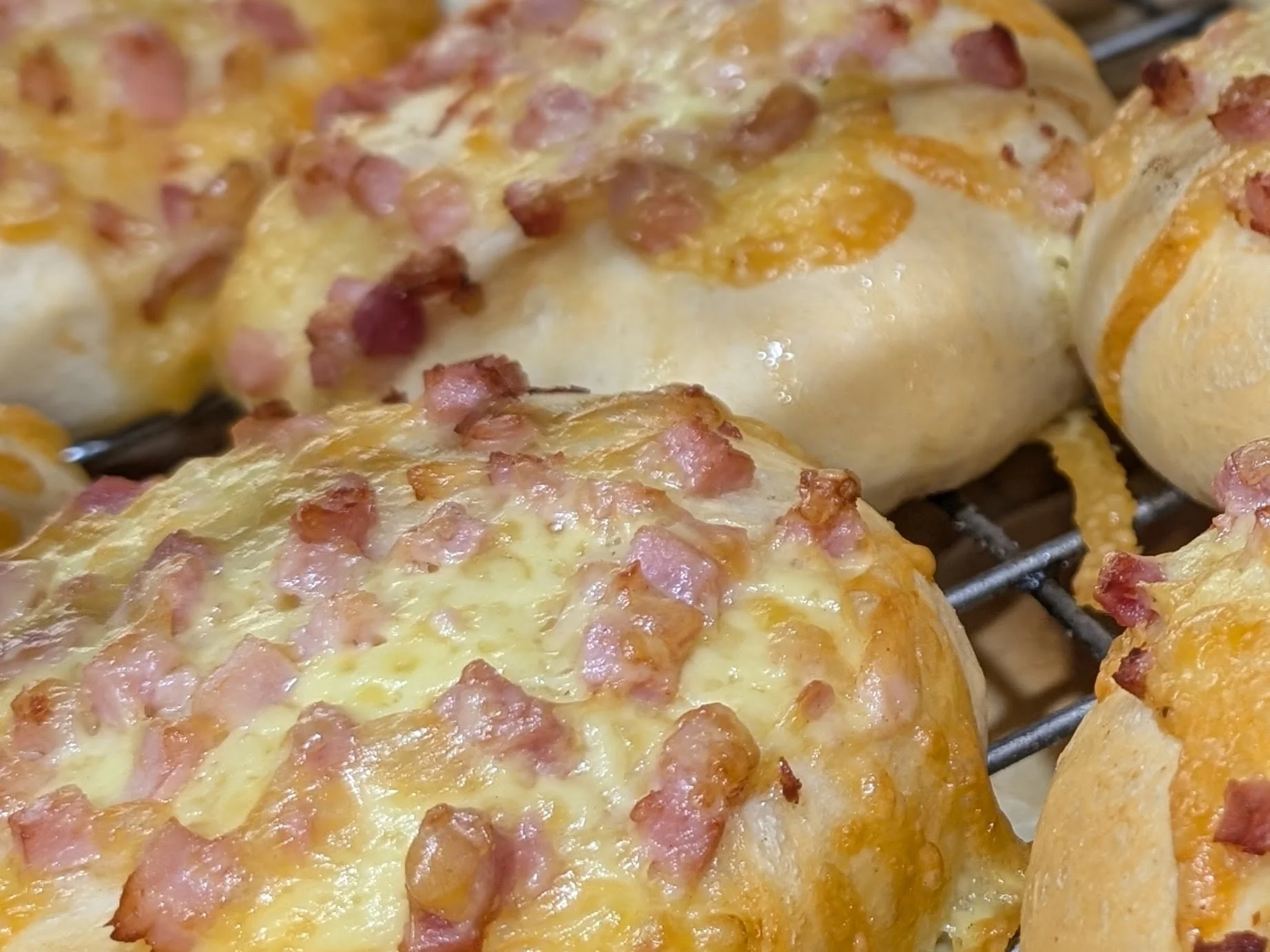 Fresh baked cheese and bacon rolls at The Bread Spot