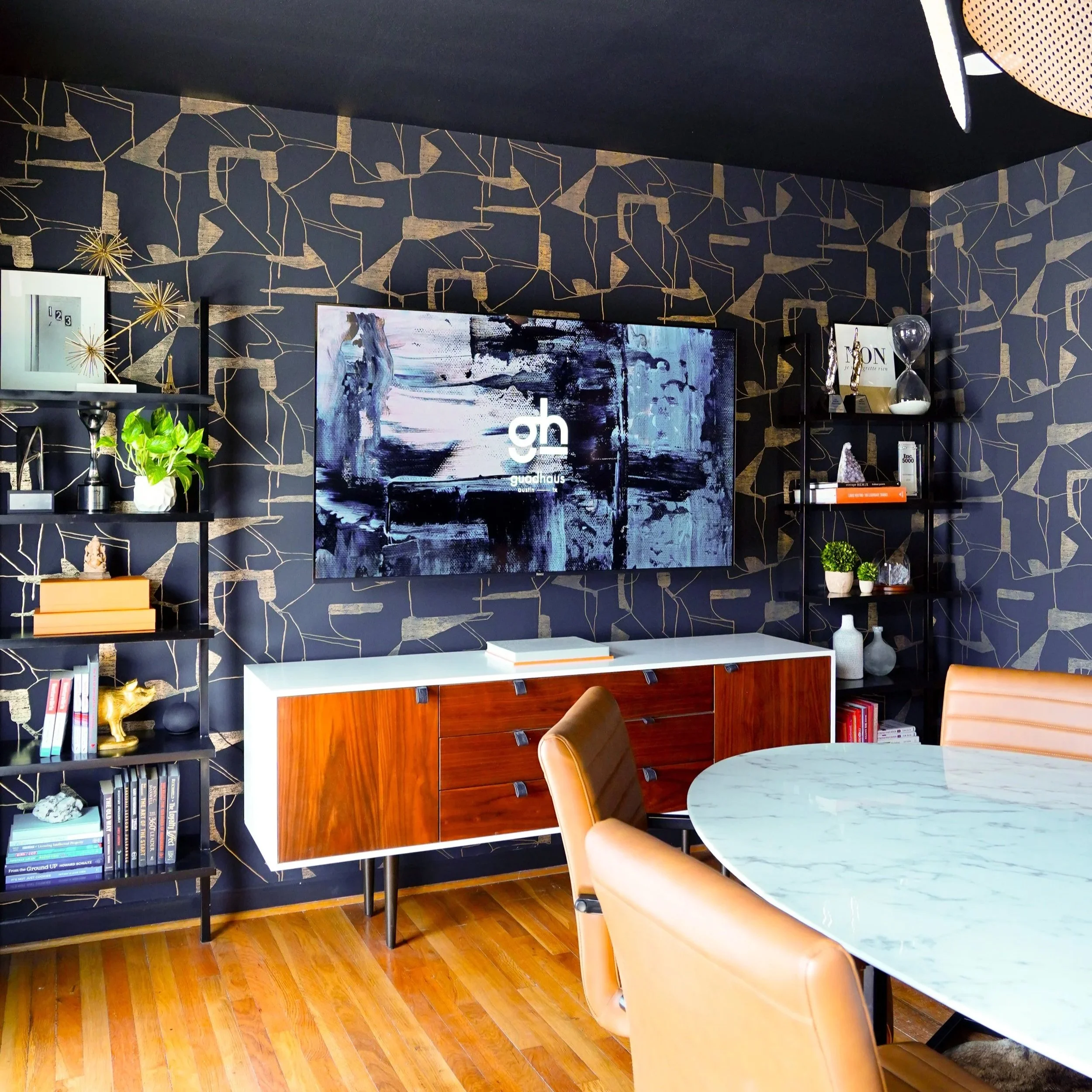 Modern conference and workshop room at Guad Haus creative event venue in Austin Texas