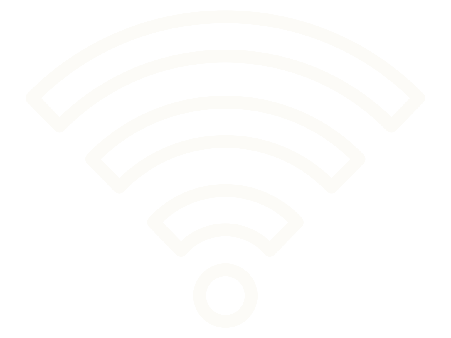 White Wi-Fi signal icon on a black background.