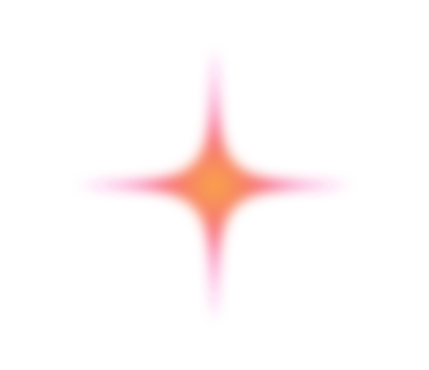 A colorful, symmetrical, star-shaped glow effect with orange, pink, and purple hues on a black background.