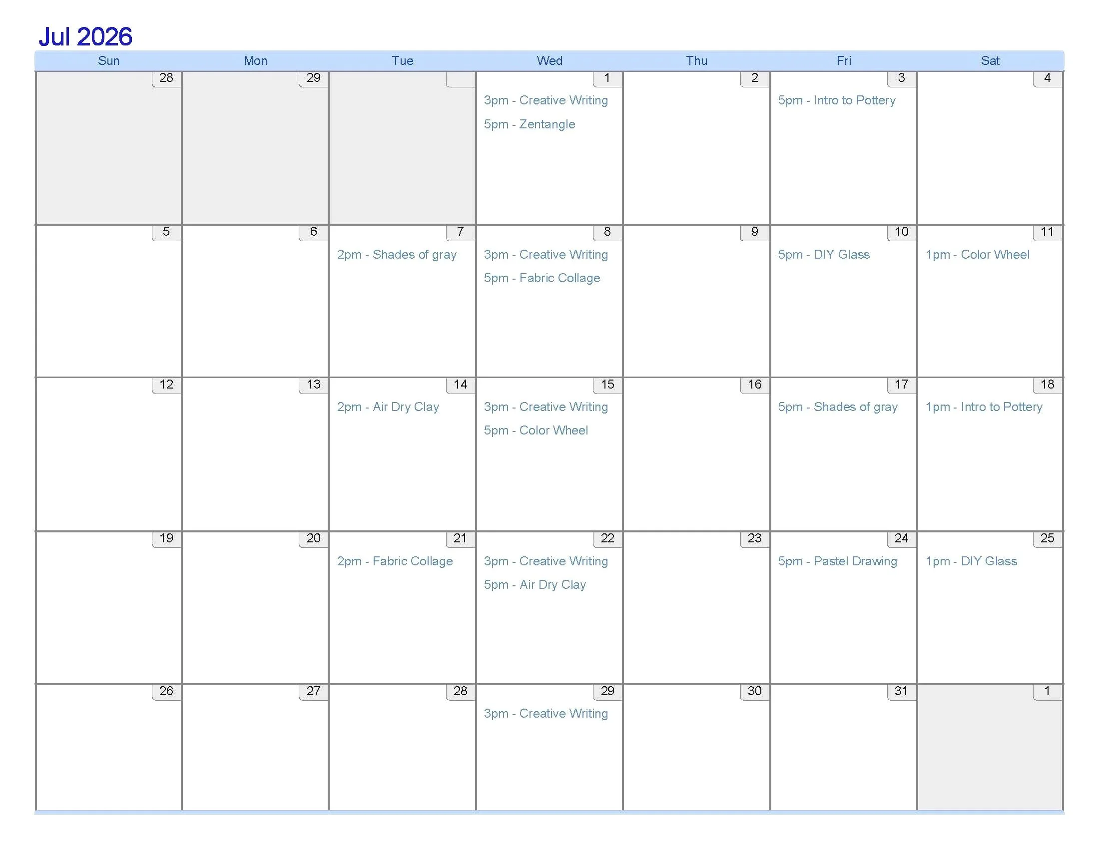 July classes