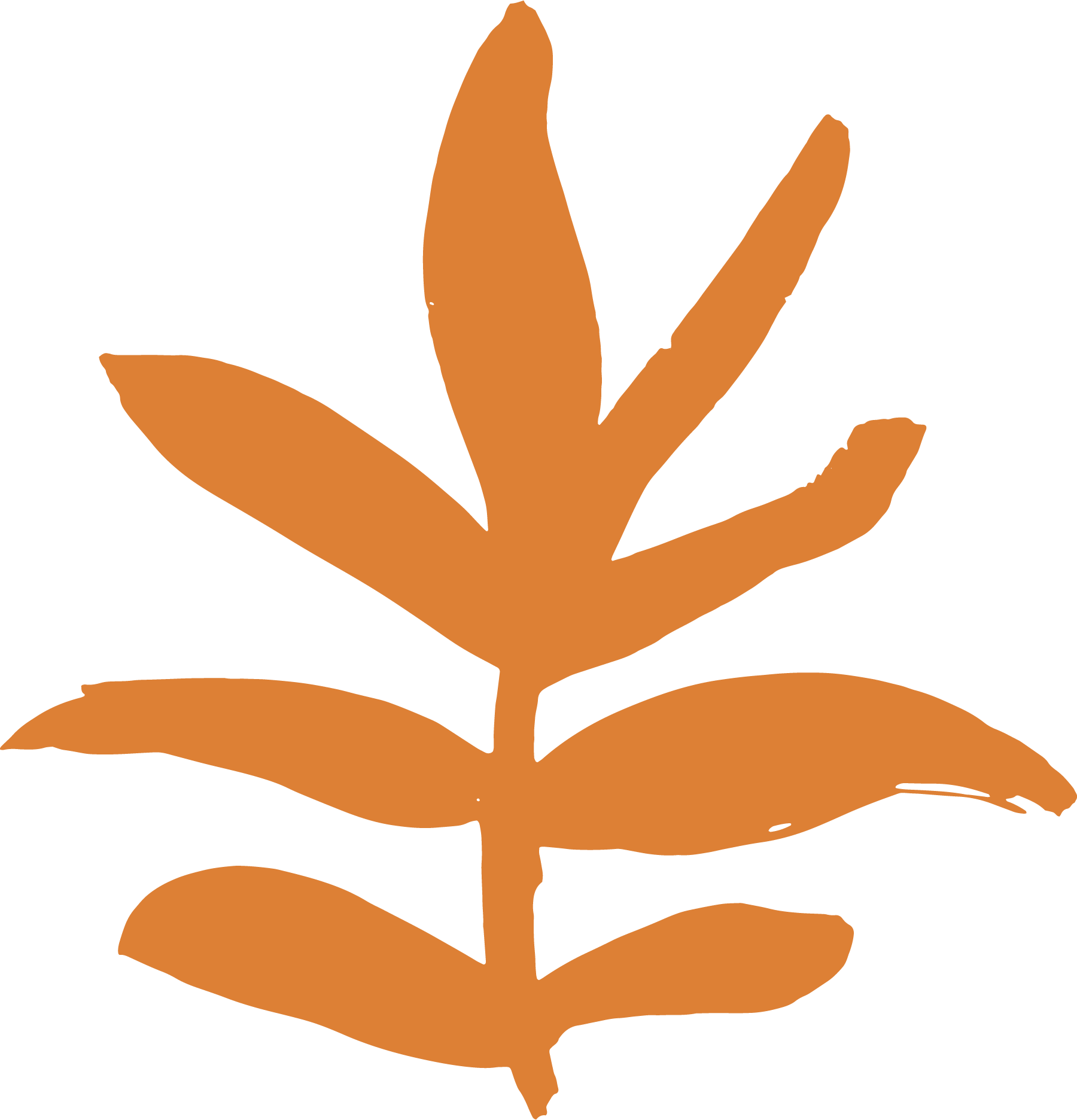 A stylized illustration of a brown flower with multiple petals and a stem.