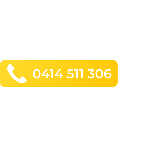 Yellow section of a business card or sign with a white phone icon and the phone number 0414 511 306 in white text.