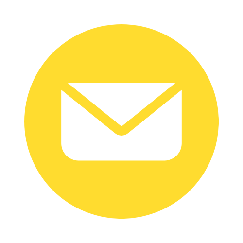 Yellow circle icon with a white envelope representing email or messaging.