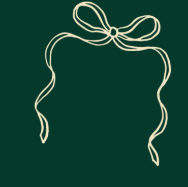 Simple illustration of a bow made from a ribbon on a dark green background.