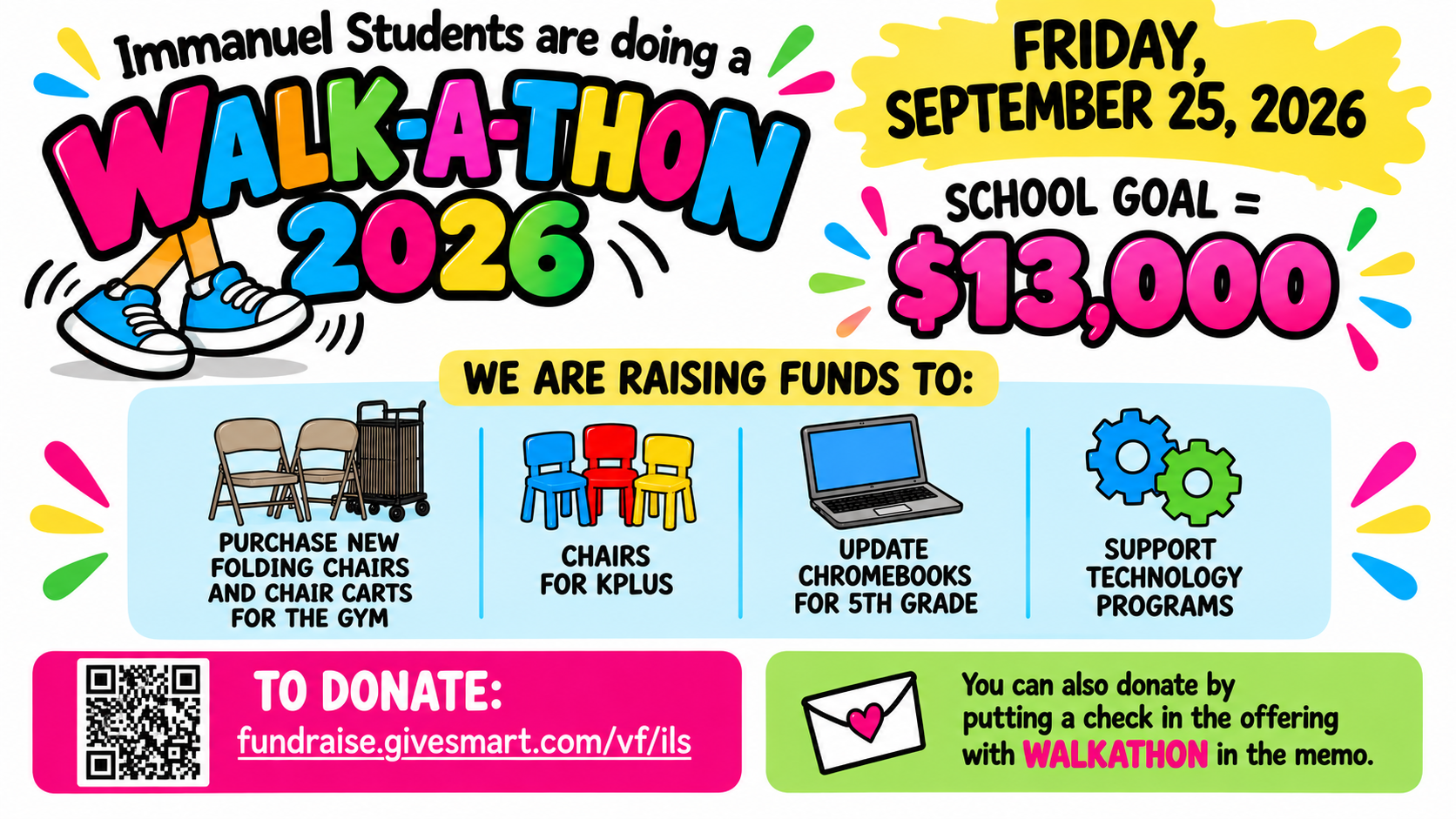 Advertisement for a school walk-a-thon on Friday, September 25, 2006. .