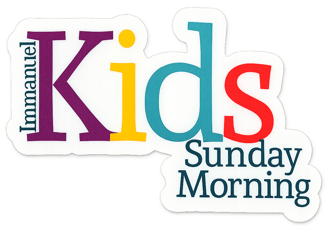 Colorful text reading "Fromale Kids Sunday Morning" in various font styles and colors on a white background.