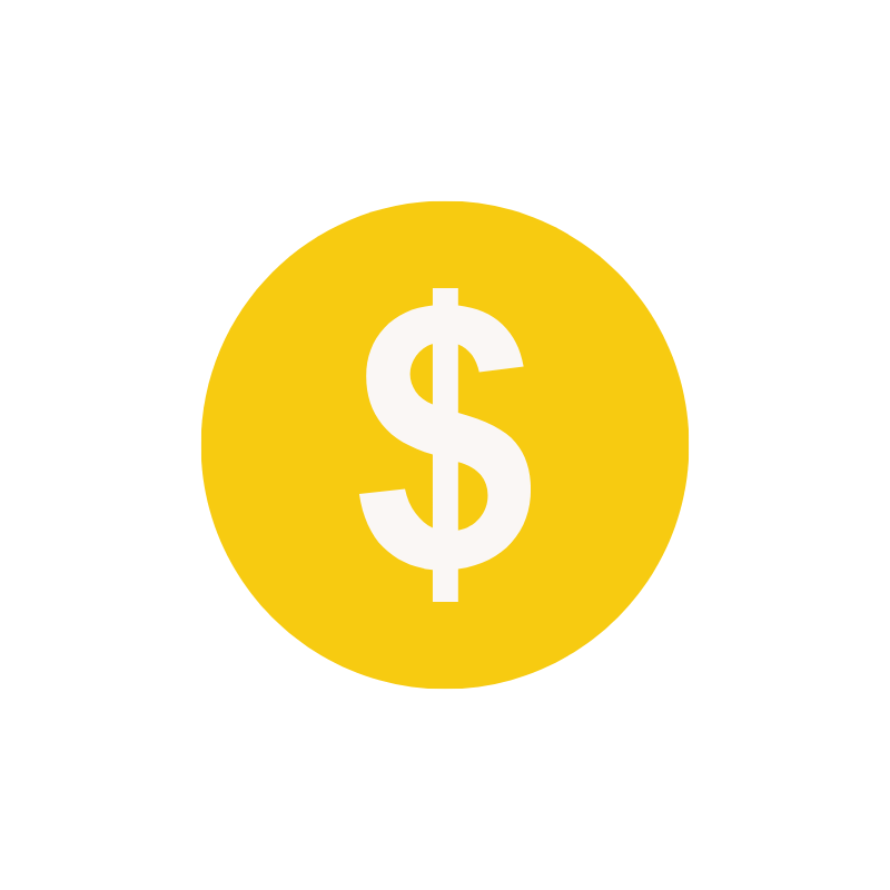 Yellow circle with a white dollar sign in the center, symbolizing money or finance.