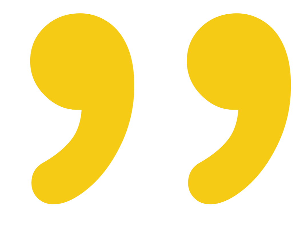 Large yellow quotation marks on a transparent background.