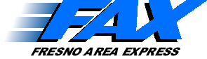 Fresno Area Express logo with stylized blue and black text