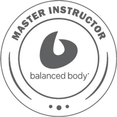 Master Instructor badge with a balance icon and the words "balanced body" inside a circular design.