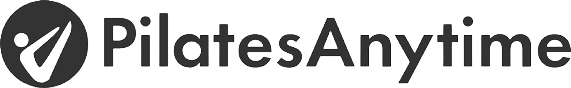 Logo of PilatesAnytime, featuring a stylized person performing a Pilates move with text that reads 'PilatesAnytime'