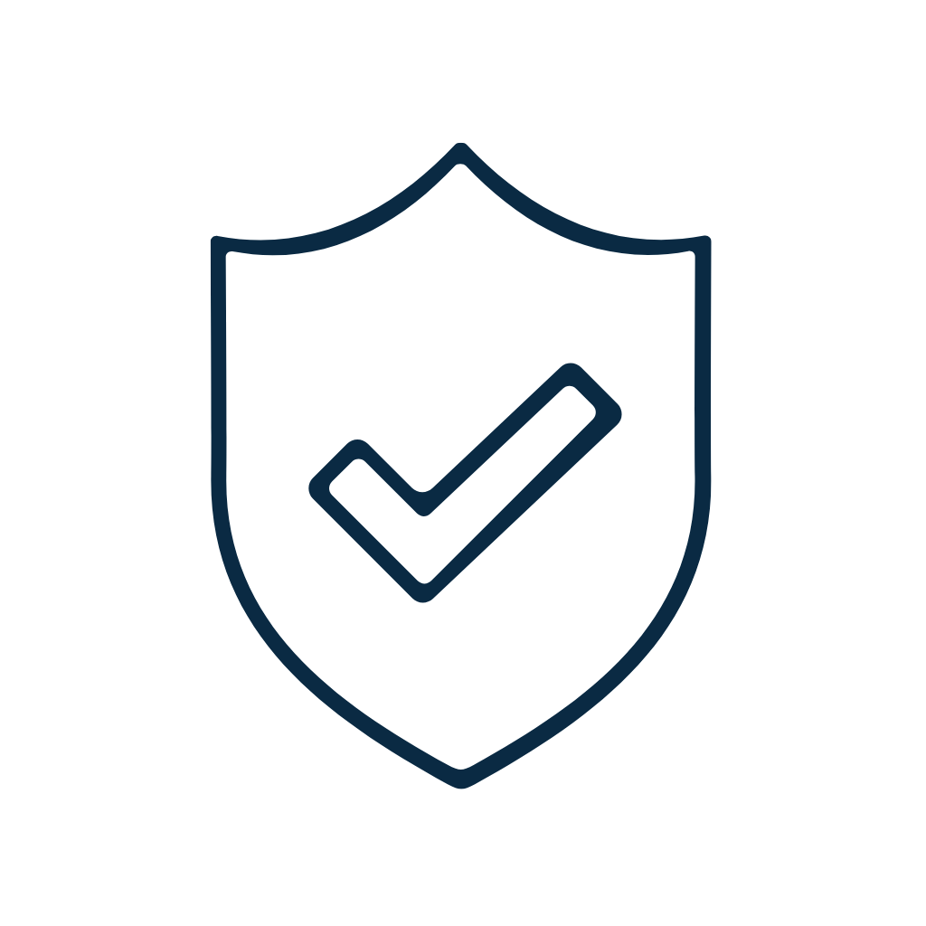 Icon of a shield with a check mark inside it, symbolizing security or protection.