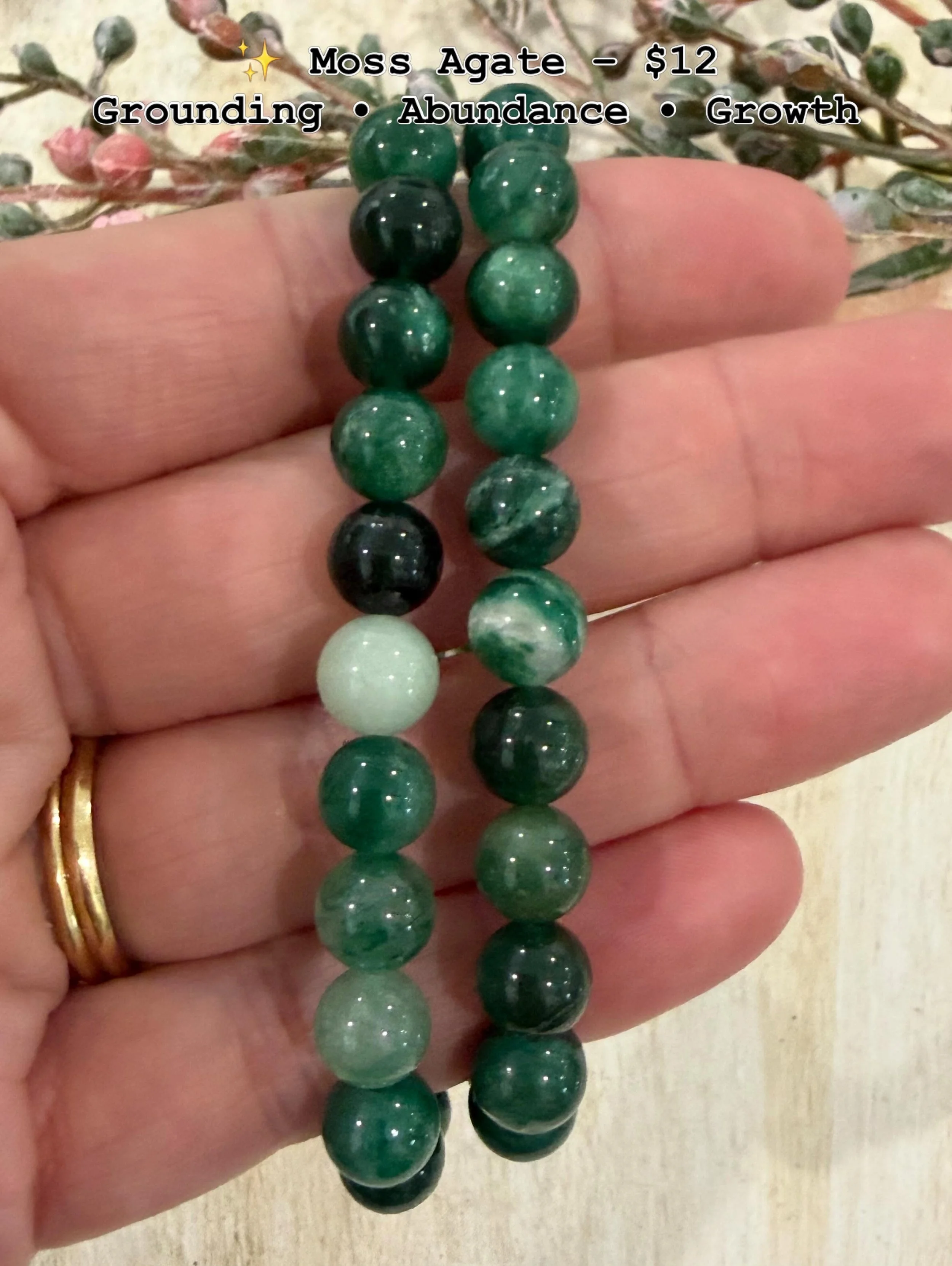 Moss Agate Beaded Bracelet