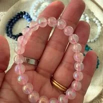 Rose Aura Quartz Beaded Bracelets