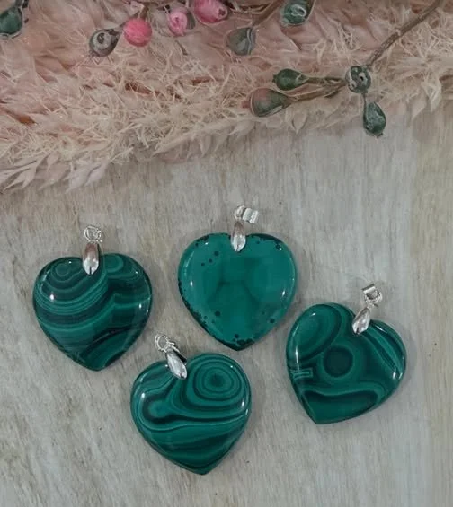 Malachite Heart Pendants