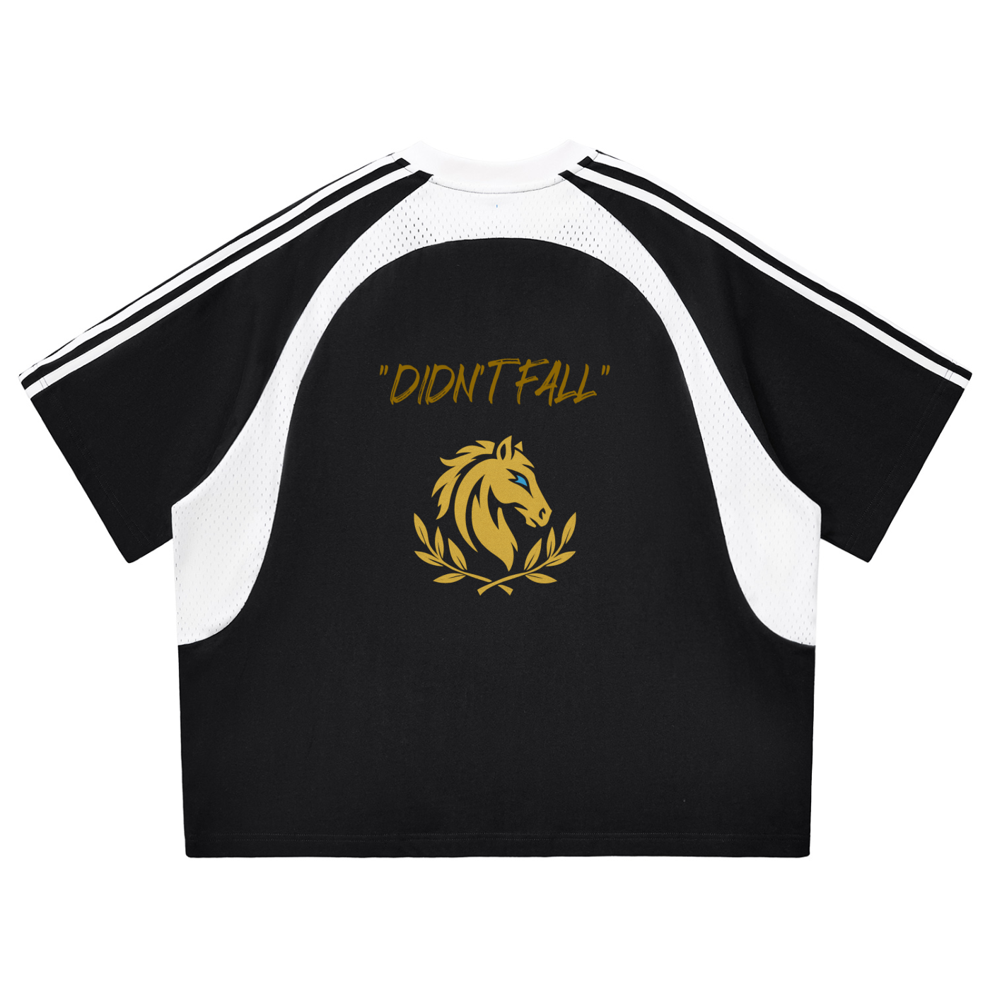 Contrast Stripes Panel Mesh T-shirt