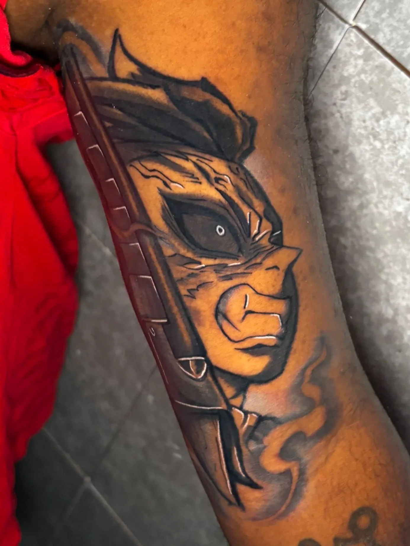 Genya from Demon Slayer, Inner Bicep, Anime tattoo, cover up