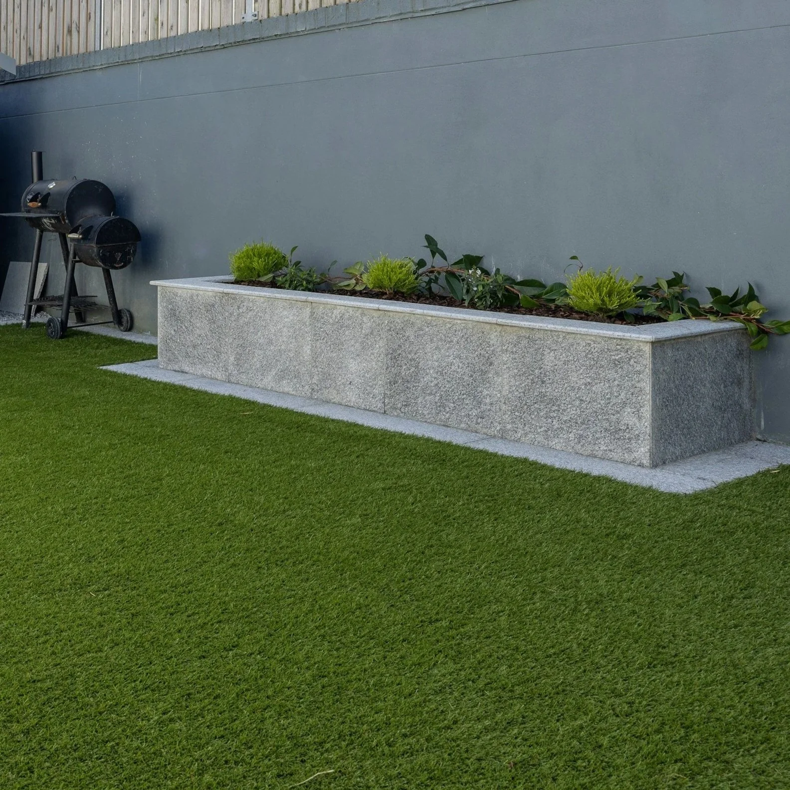 Artificial turf in an outdoor space
