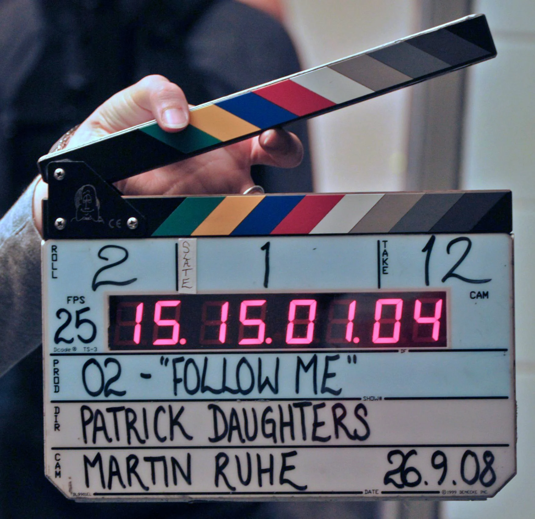 Photo of a directors clapper board.