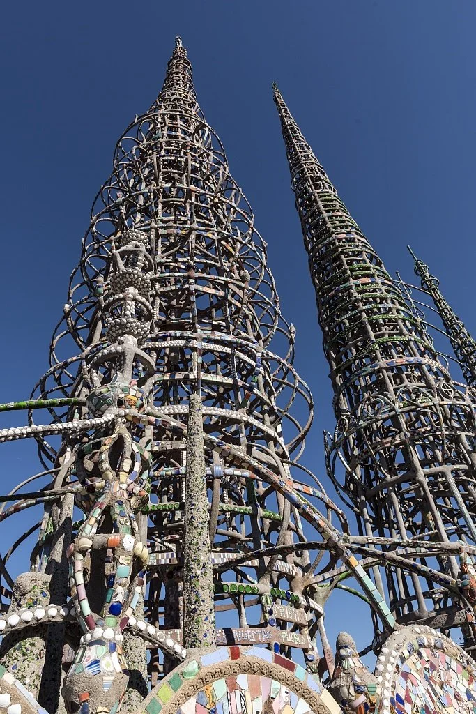 Photo of the Watts Towers in Los Angeles.
