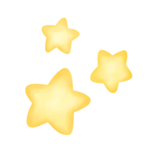 Three glowing star-shaped lights against a black background.